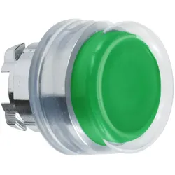 Schneider Electric ZB4BP3 Drucktaster, Frontelement, Harmony XB4, Metall, 22mm, grün, vorstehend, unbeschriftet, tastend, mit Schutzkappe