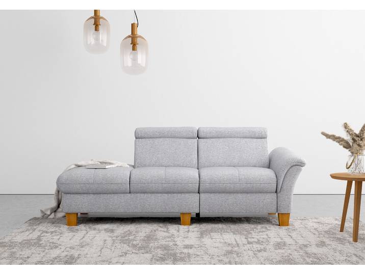 Recamiere OTTO HOME Lindgren , silber, B:206cm H:84cm T:93cm, 100% Polyester, Sofas, Recamiere, wahlweise motorische TV-Funktion, Bettkasten und Kopfteilverstellung