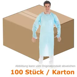 Hygostar Untersuchungskittel CPE blau XL 100 Stück CE MPG93/42/EWG/EN14126, leichte Qualität, 100 Stück/Karton
