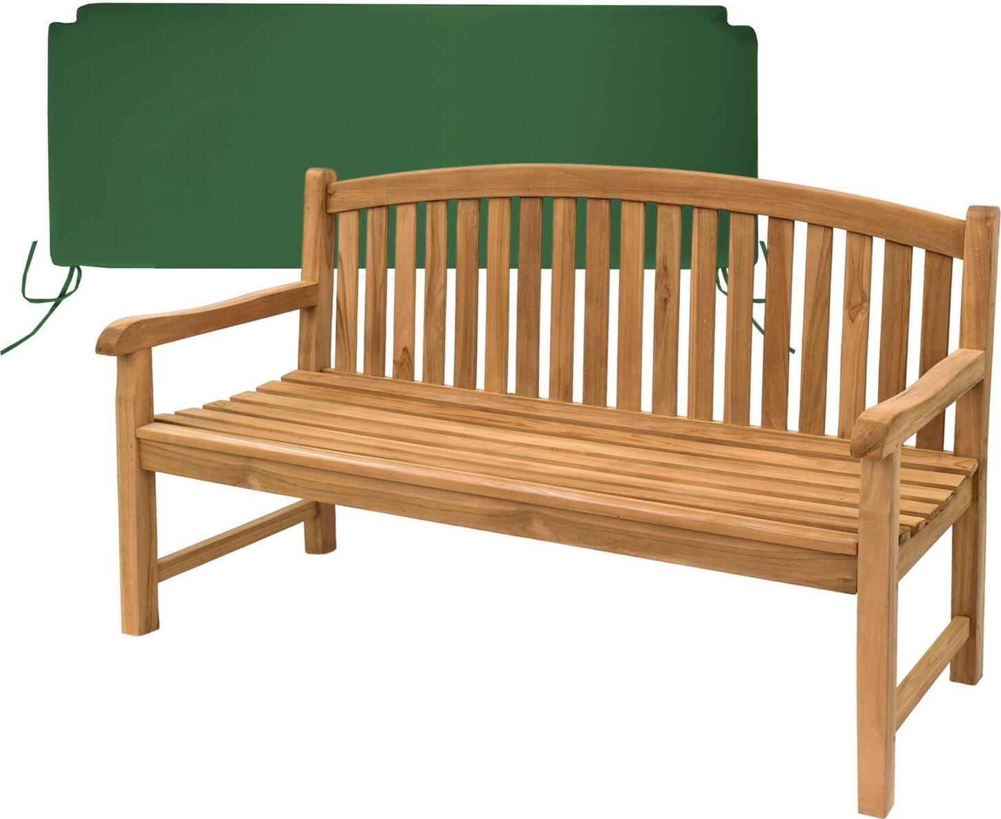 Teako Design Gartenbank Bari Teakholz Massiv Wetterfest 150cm Grün