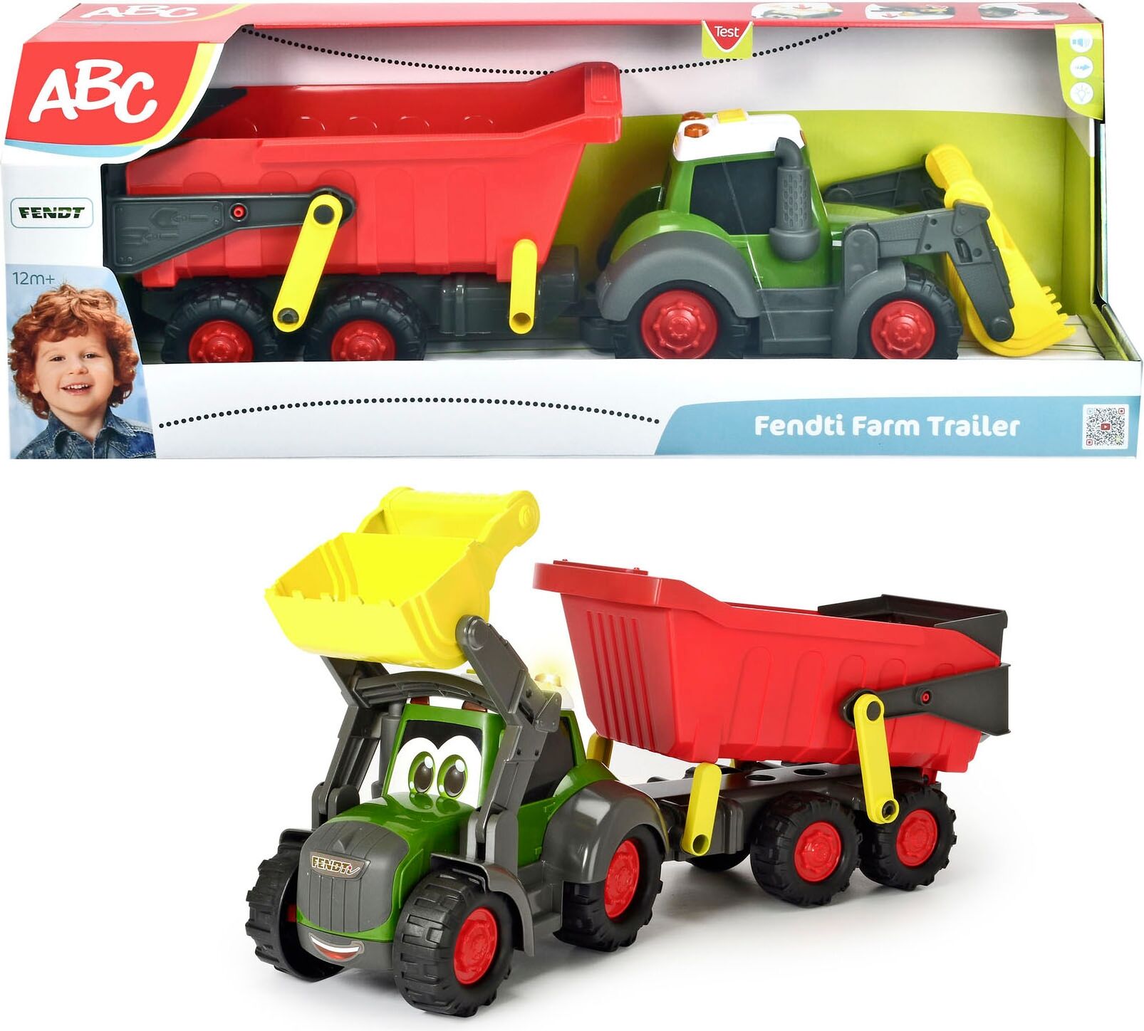 Spielzeug-Traktor ABC "ABC Fendti Farm Trailer", bunt, Spielzeugfahrzeuge, KinderT:65cm, Kunststoff, Spielzeug-Traktor, mit Licht und Sound, T:65cm