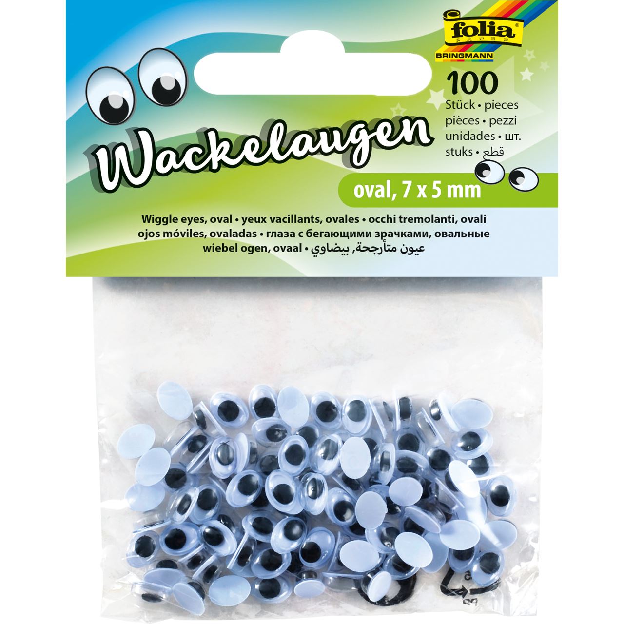 folia Wackelaugen weiß oval 100 St. (750705)