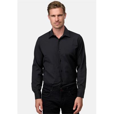 Langarmhemd RUSTY NEAL, Herren, Gr. L, EURO-Größen, schwarz, 60% Baumwolle, 37% Polyester, 3% Elasthan, unifarben, Hemden, mit trendigem Farbkontrast