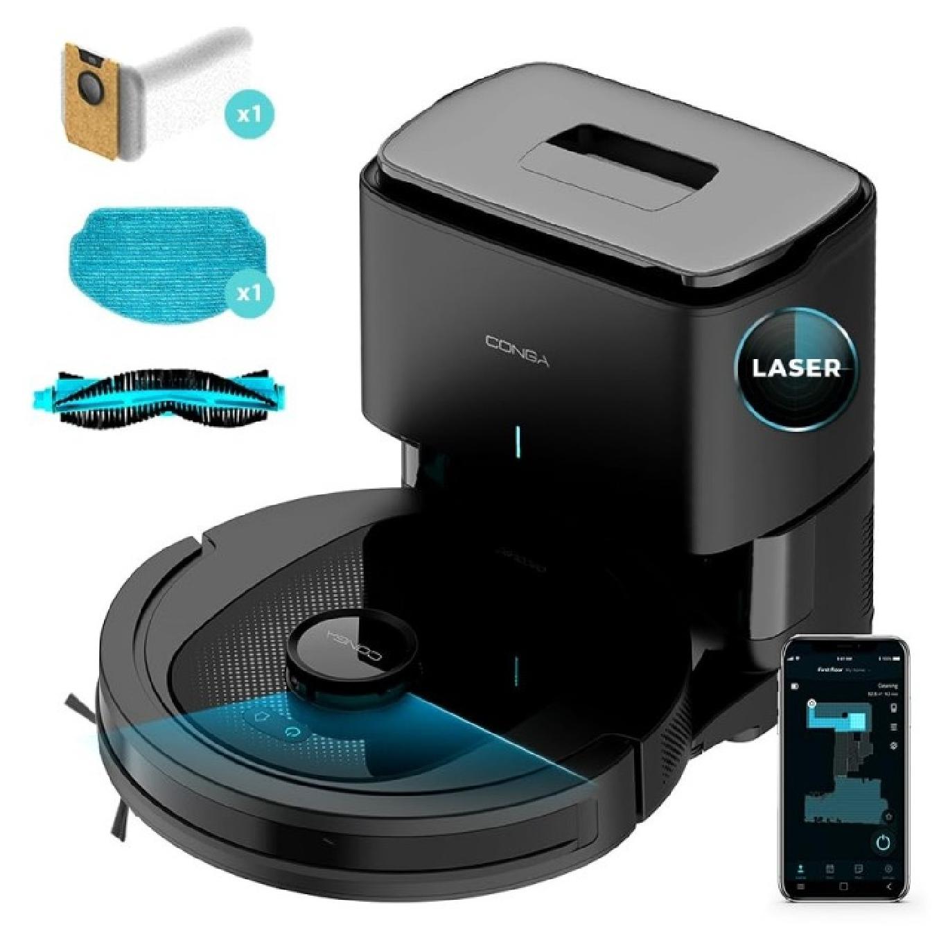 Cecotec Conga 7490 Ultimate Home Genesis, Beutellos, Schwarz, Rund, Staubbeutel, Ladend, 20 dB