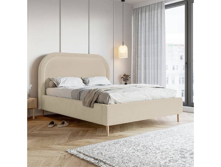Polsterbett Loreo 160 x 200cm Samt Velina Beige