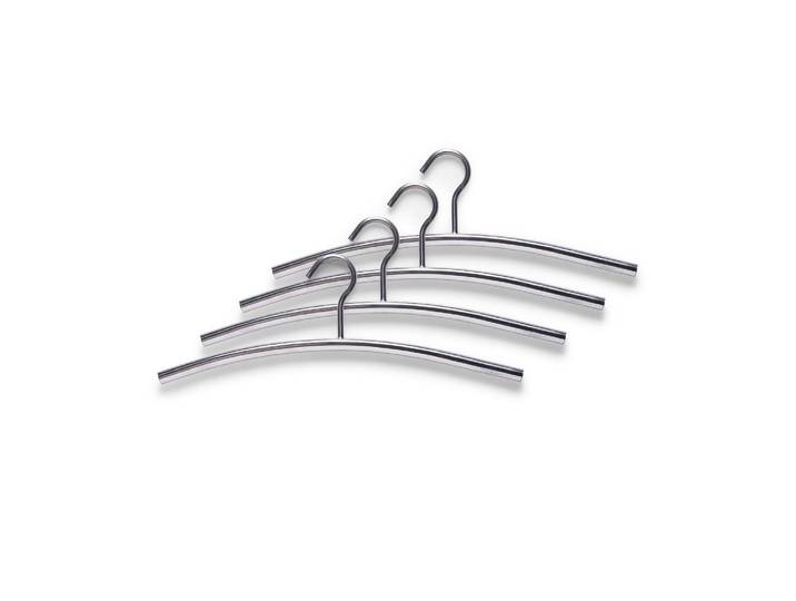 Kleiderbügel ZELLER PRESENT 4 Stück , silber (silberfarben), H:15cm T:43,5cm, Edelstahl, Kleiderbügel, Kleiderbügel
