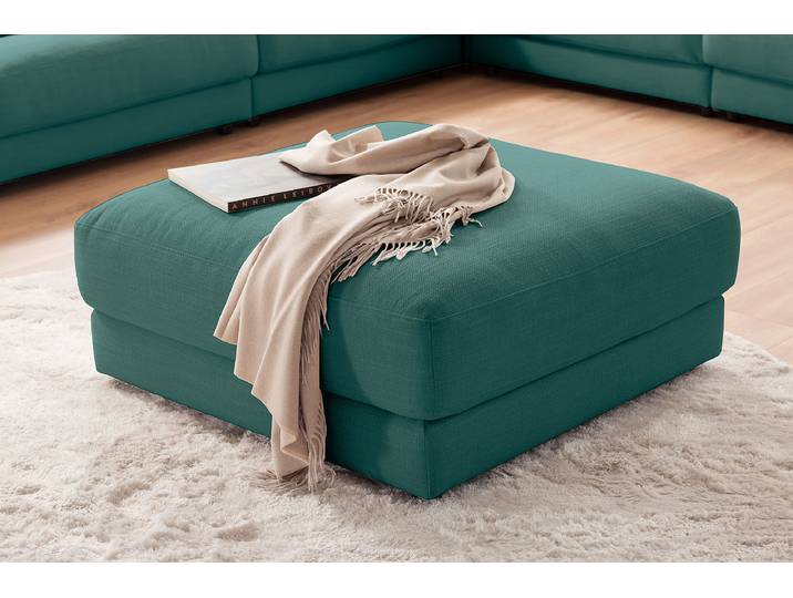 Pouf 100 x 44 x 100cm Bleu Tissu Bouclé Piara: Pétrole Mousse de polyuréthane