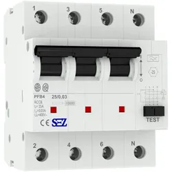 SEZ Fi-Schalter 25A 30mA 4p 10kA FI-Schutzschalter 0090683
