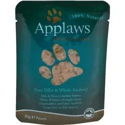 Applaws 70g Beutel Katzennassfutter Sparpaket 24 x 70 Gramm Thunfischfilet & ganze Sardellen