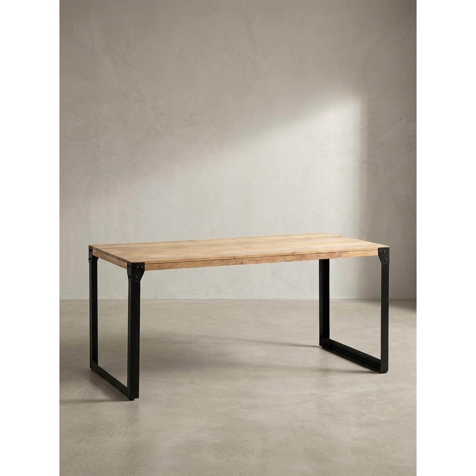 Esstisch Massivholz Metall Rechteckig Industrial, Akazie 180x90x76 cm