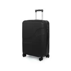 Suitline Wave – Mittelgroßer Koffer, 65 cm, Hartschalen-Trolley ABS, TSA, Packvolumen 67 L, Schwarz