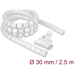 DELOCK Spiralschlauch mit Einziehwerkzeug 2,5 m x 30 mm weiß