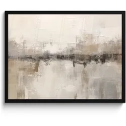 POSTER MIT RAHMEN Moderne Kunst - Abstrakt - Beige 80x60 cm