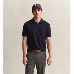 Gant für Herren. 2014127 Poloshirt mit Waben-Struktur in Marineblau (XL), Lässig, Baumwolle, Kurzarm