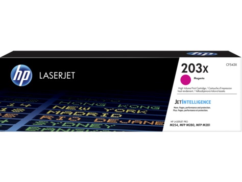 HP 203X Hohe Ergiebigkeit Gelb Original LaserJet Tonerpatrone für Color Pro M254dw M254nw MFP M280nw M281fdn M281fdw (CF543X)