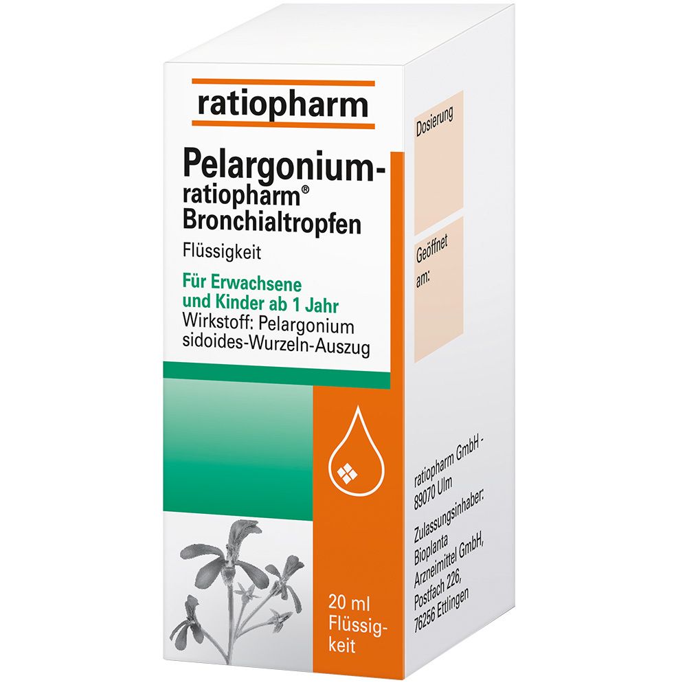 Pelargonium-Ratiopharm Bronchialtropfen 20 ml Flüssigkeit