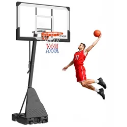 VEVOR tragbarer Basketballständer, 2,3-3,05 m höhenverstellbarer (manuell) Basketballkorb, Basketballanlage mit 139 cm PC-Rückwand, Basketballkorsystem Backboard-Set für Terrassen Schulen