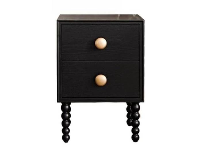 Zimmer Vintage Nachttisch mit Schubladen, Schlafzimmerschrank(Schwarz)