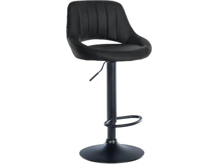 CLP Barhocker höhenverstellbar mit Lehne Milet, Barstuhl gepolstert Kunstleder, Tresenstuhl mit Metallgestell drehbar Farbe schwarz Gestell Farbe schwarz