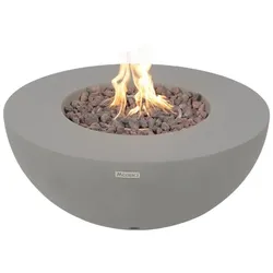 ELEMENTI MODENO Gas Feuertisch Roca Feuerstelle aus Beton - für Garten, Balkon and Terrasse, wetterbeständig, Hellgrau 87x87x37cm