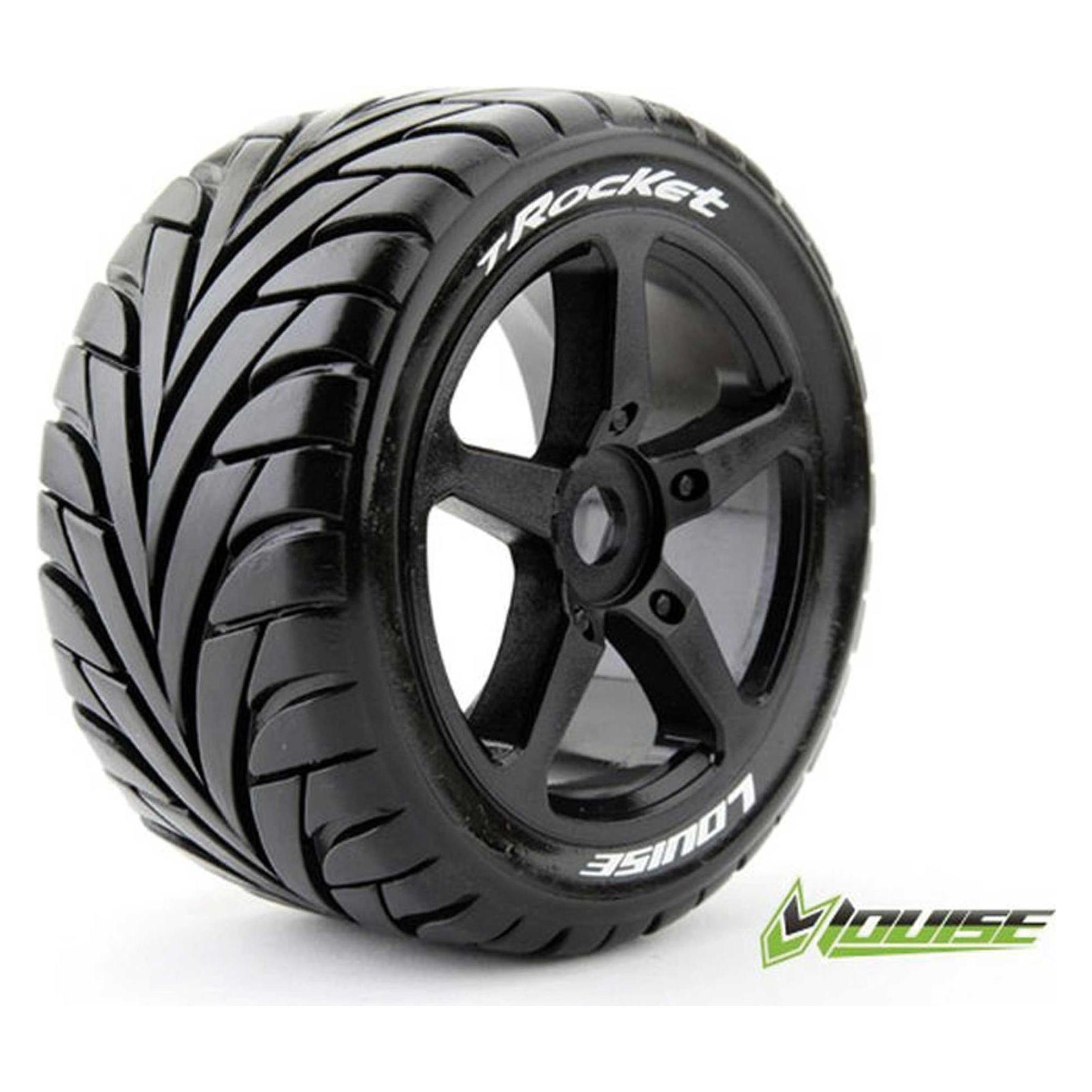 Louise T-Rocket Reifen soft auf Felge schwarz 17mm (2) 1/8 Truggy (LOUT3250SB)