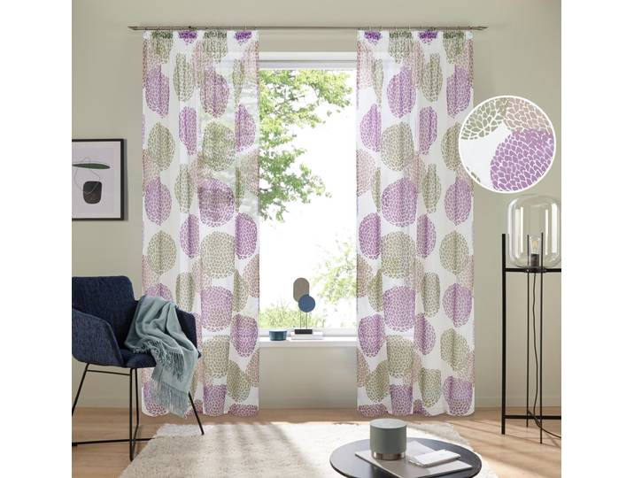 Gardine GOODPRODUCT Belem, 1 Stück, Kräuselband, transparent Gr. 4, beige, B:140cm H:245cm, Voile, Polyester, Gardinen, Gardine, 1 bzw. 2 Schals, Vorhang, Fertiggardine, Kreise