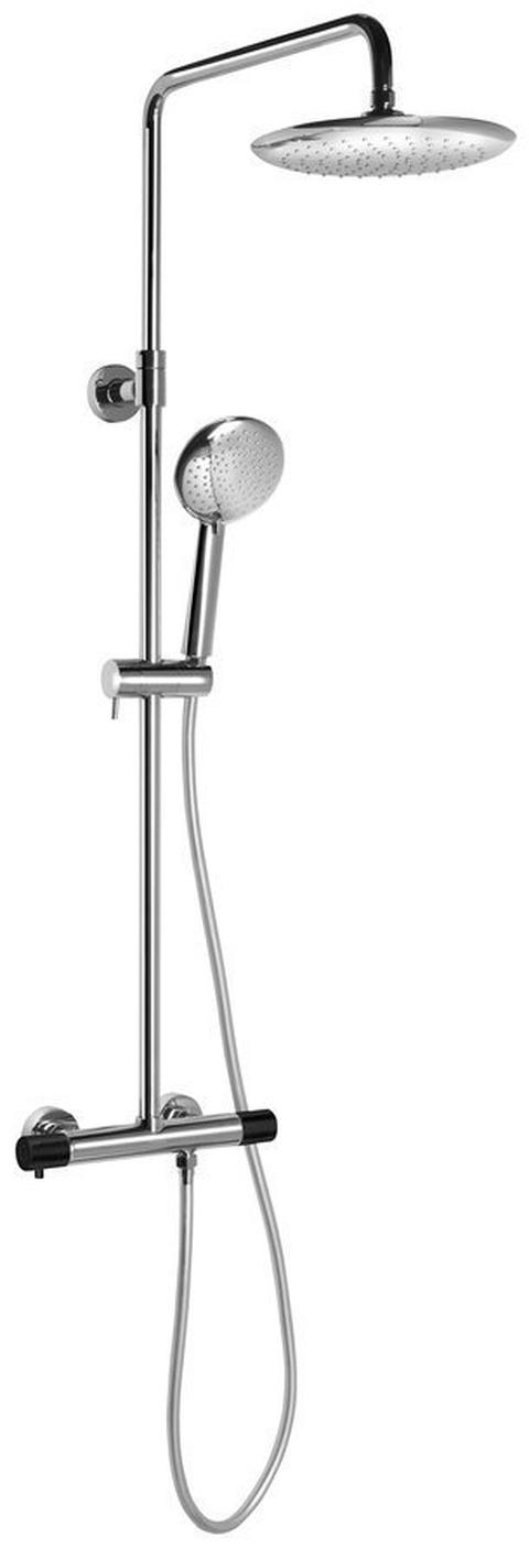 Sapho Solaria Duschsäule mit Thermostat-Armatur, Chrom/schwarz matt