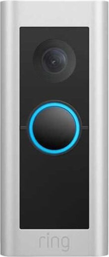 Ring Video Deurbel Pro 2, bedrade deurbelcamera met stekkeradapter, 1536p HD, zilver en transparant