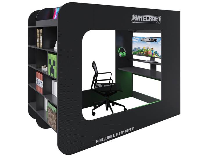 Hochbett Minecraft ca. 120x200 cm Schwarz