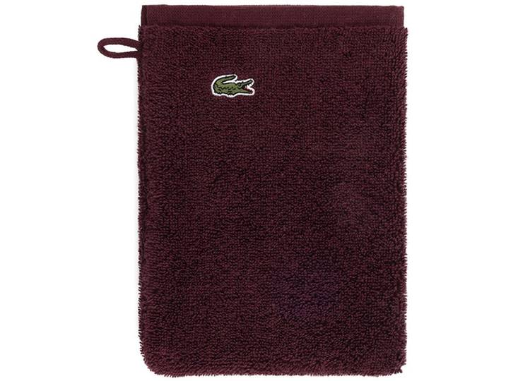 Waschhandschuh LACOSTE LLECROCO , braun (bordeaux), B:15cm L:21cm, Frottier, Waschlappen, Waschhandschuh, mit Label-Applikationen