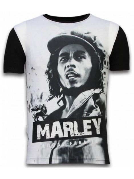 Local Fanatic Bob marley black and white digital rhinestone t-shirt