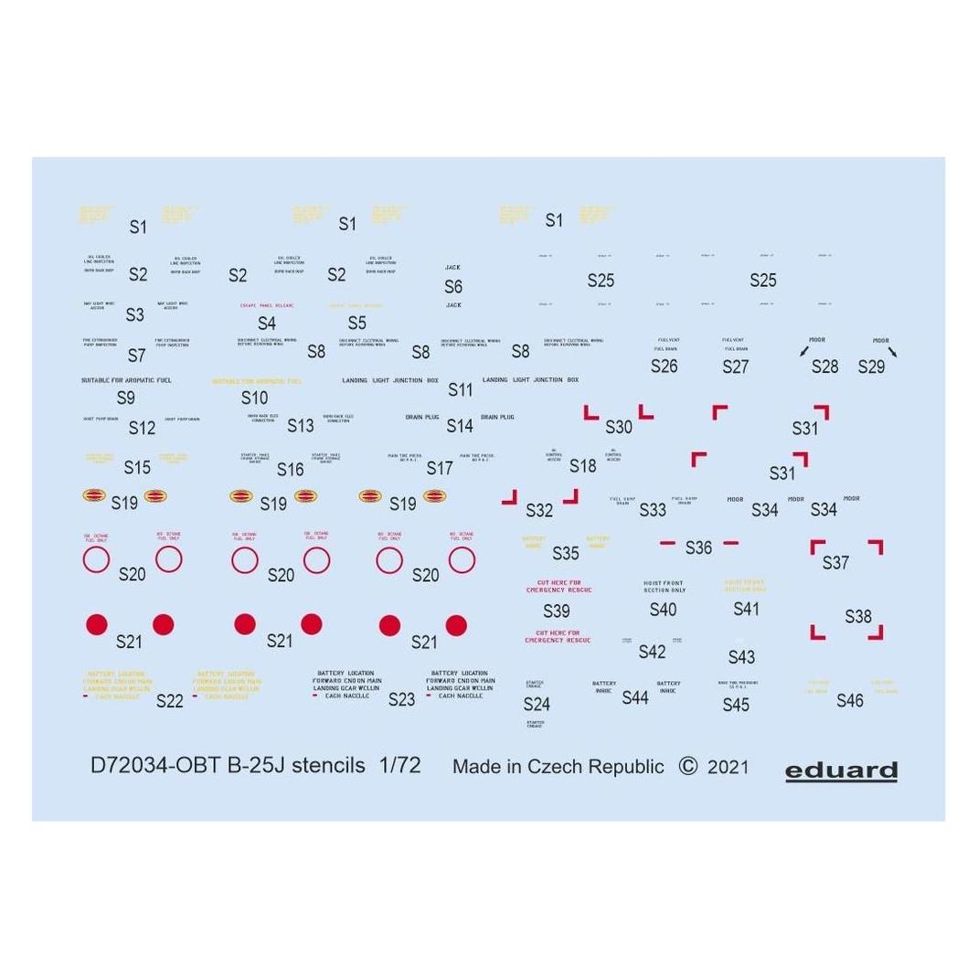 Eduard B-25J stencils 1/72 for HASEGAWA/REVELL (D72034)