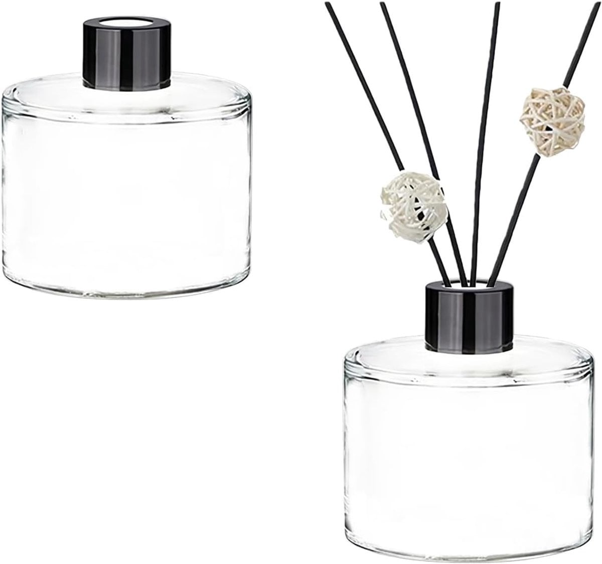 Allecto Set van 2 Lege Glas Diffuser Flessen voor Aromatherapie - Transparant
