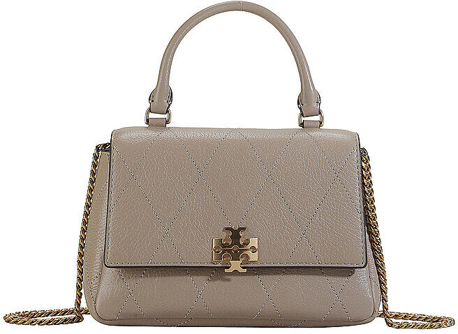 TORY BURCH Ledertasche - Henkeltasche CHARLIE hellgrau EG