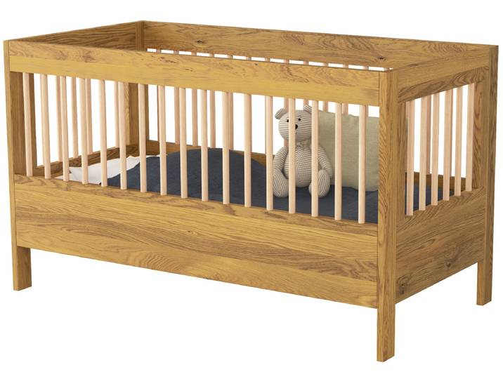 Babybett aus Eichenholz „Paula“ 60 x 120 cm Massivholz Esche