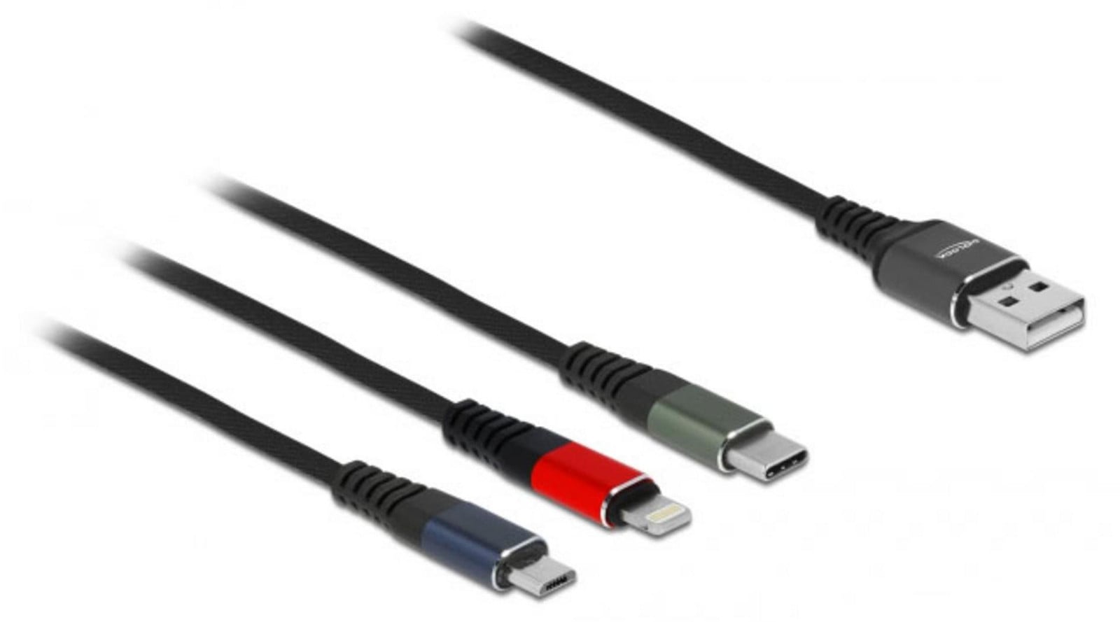 Delock 87277 3-in-1 USB Ladekabel met Lightning, Micro USB en USB Type-C, 1m