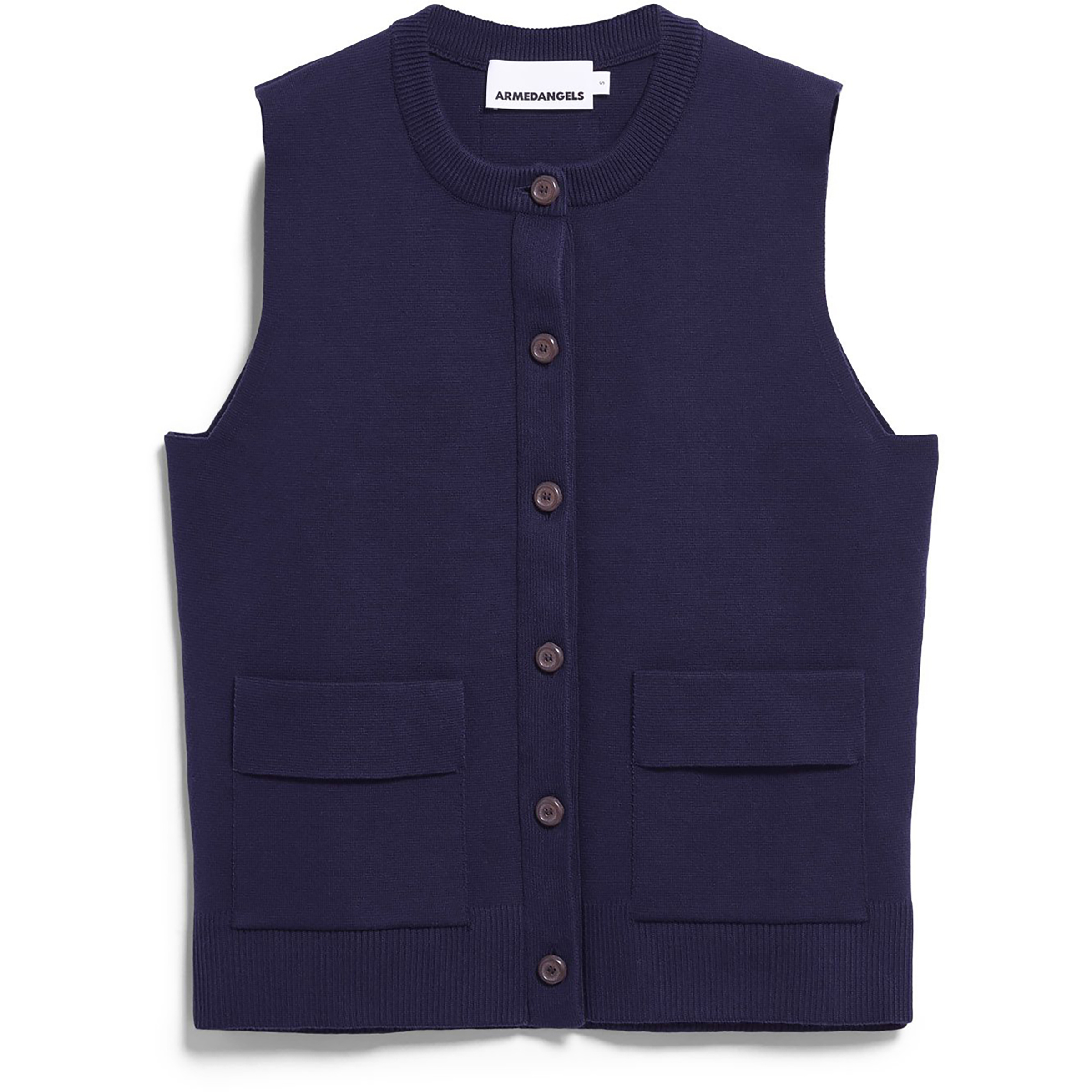 Armedangels Compact Crew Knit Weste Damen Wollwesten blau Größe S Lifestyle Hautfreundlich