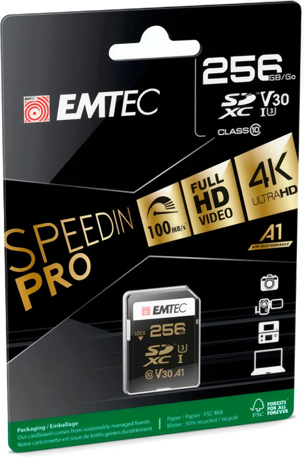Emtec Ecmsd256Gxc10Sp 256Gb Negro / Tarjeta De Memoria Sd