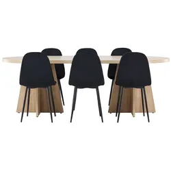Ebuy24 Bootcut Essgruppe Tisch 115x230cm und 6 Velours Stühle natur.