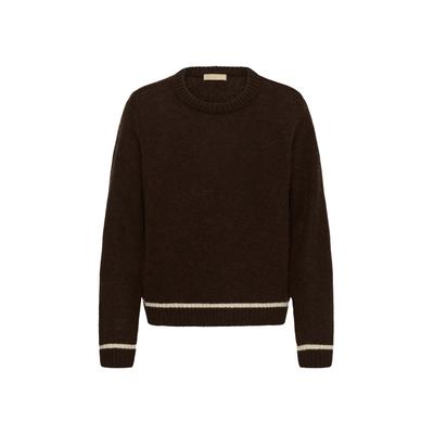 Strickpullover CULTURE "Damen Strickpullover CUnova", Damen, Gr. L, braun (coffee bean melange), Obermaterial: 100% Wolle WO., Pullover Strickpullover