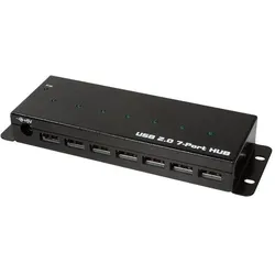 LogiLink USB 2.0 Hub, 7-Ports, Industrieausführung (USB-A, 7 Ports), Dockingstation + USB Hub, Schwarz