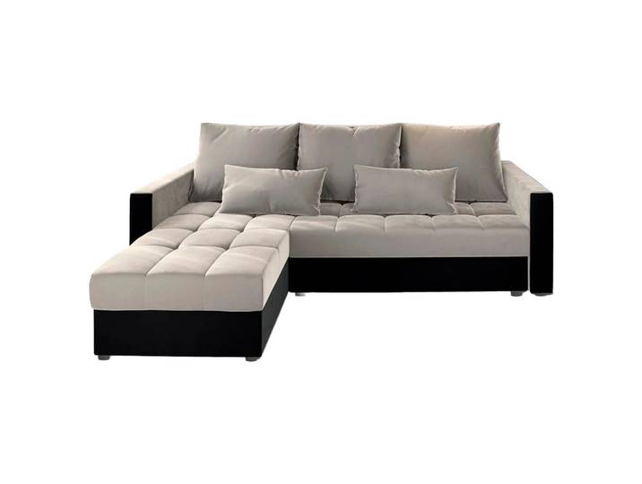 ECKSOFA KOS PIK Beige Plüsch-Stoff mit Schlaffunktion
