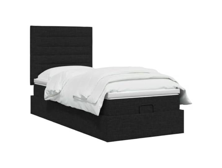 PUGYNBK Osmanisches Bett mit Matratze, schwarzes Kopfteil, 90 x 190 cm Innenaufbewahrung, fester Lattenrost, verstellbares Kopfteil 78-88 cm, waschbare Bezüge