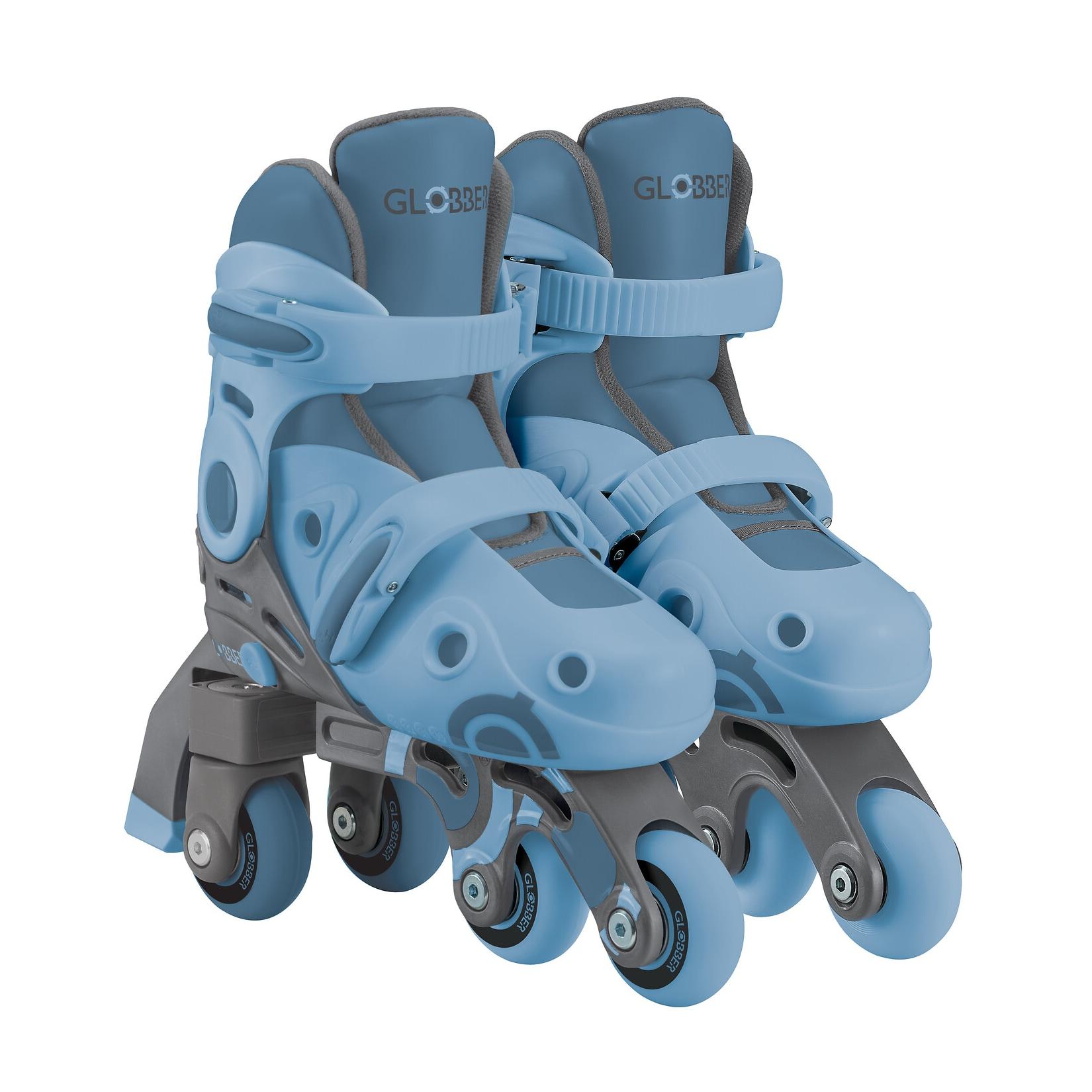GLOBBER LEARNING SKATES 2in1 – Inline- und Quad-Skates Kinder, verstellbar Gr.30-33, ABEC 9, Rollengröße 54x24 mm, blau