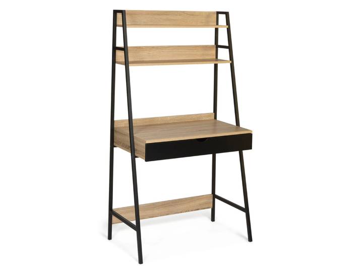 Idmarket - Bureau Étagère 1 Tiroir Noir Boston Design Industriel