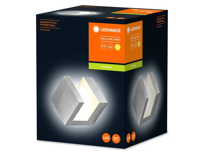 LEDVANCE Außenwandleuchte Endura Style Pyramid, alu / grau / zink, Aluminium, Modern