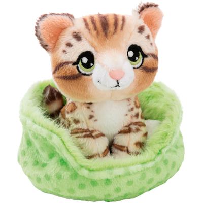 Kuscheltier NICI "Little Paws, Bengal Katze getigert 12cm sitzend im Körbchen", braun (bunt), Plüschfiguren, KinderH:12cm, Plüsch, Polyester, Kuscheltier, H:12cm
