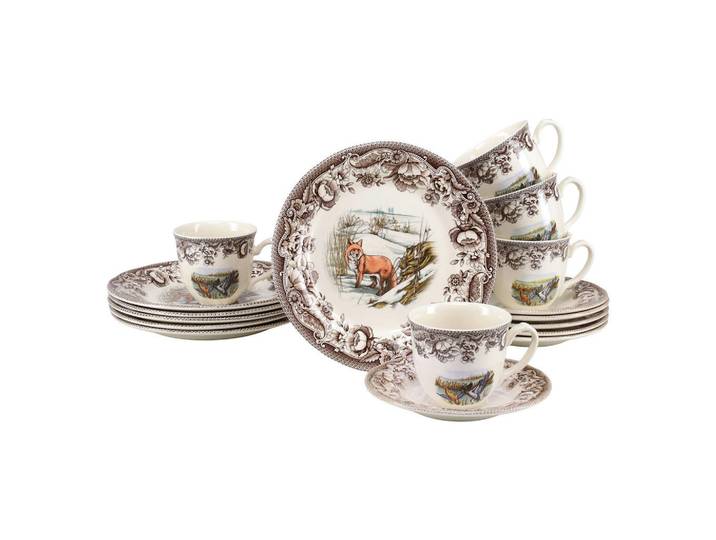 Creatable Kaffeeservice Haydon Grove, Mehrfarbig, Keramik, 18-teilig, Tier, 200 ml,200 ml, stapelbar, Essen & Trinken, Geschirr, Geschirr-Sets, Kaffeeservice