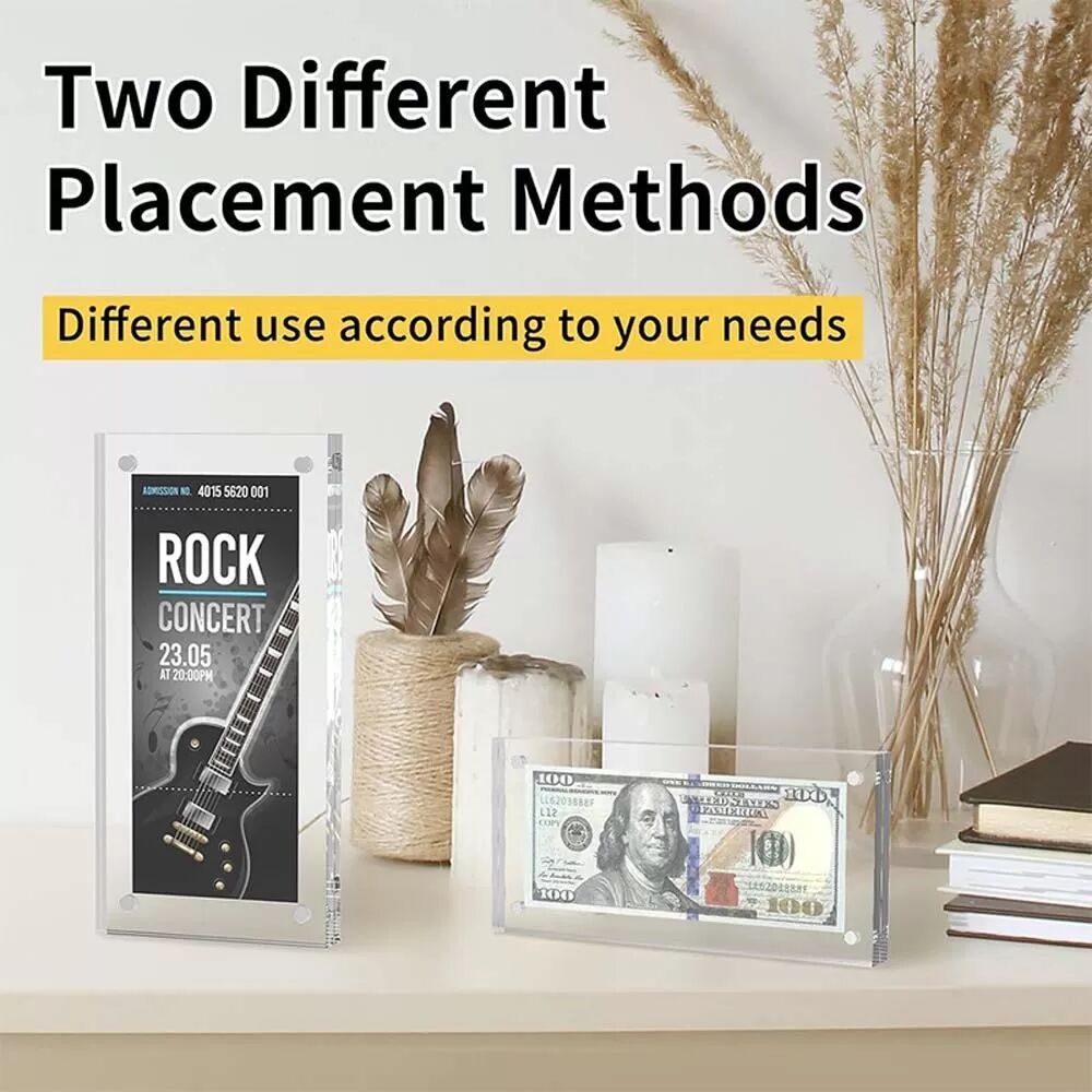 INF Présentoir Magnétique Transparent en Acrylique pour Billets - Rangement et Support pour Billets de Banque