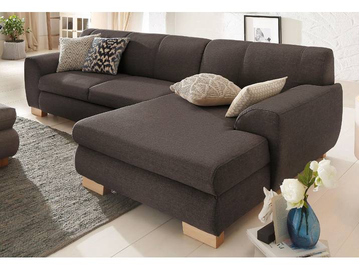 Ecksofa, 277x84 cm, Struktur fein, Braun, Mit Bettfunktion, Landhaus, Home-affaire